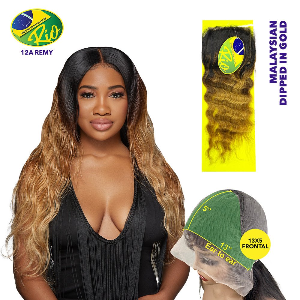 Rio 100% Virgin Human Hair Malaysian Wave 13x5 Closure - Dipped In Gold