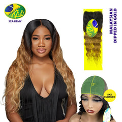 Rio 100% Virgin Human Hair Malaysian Wave 5x5 Closure - Dipped In Gold