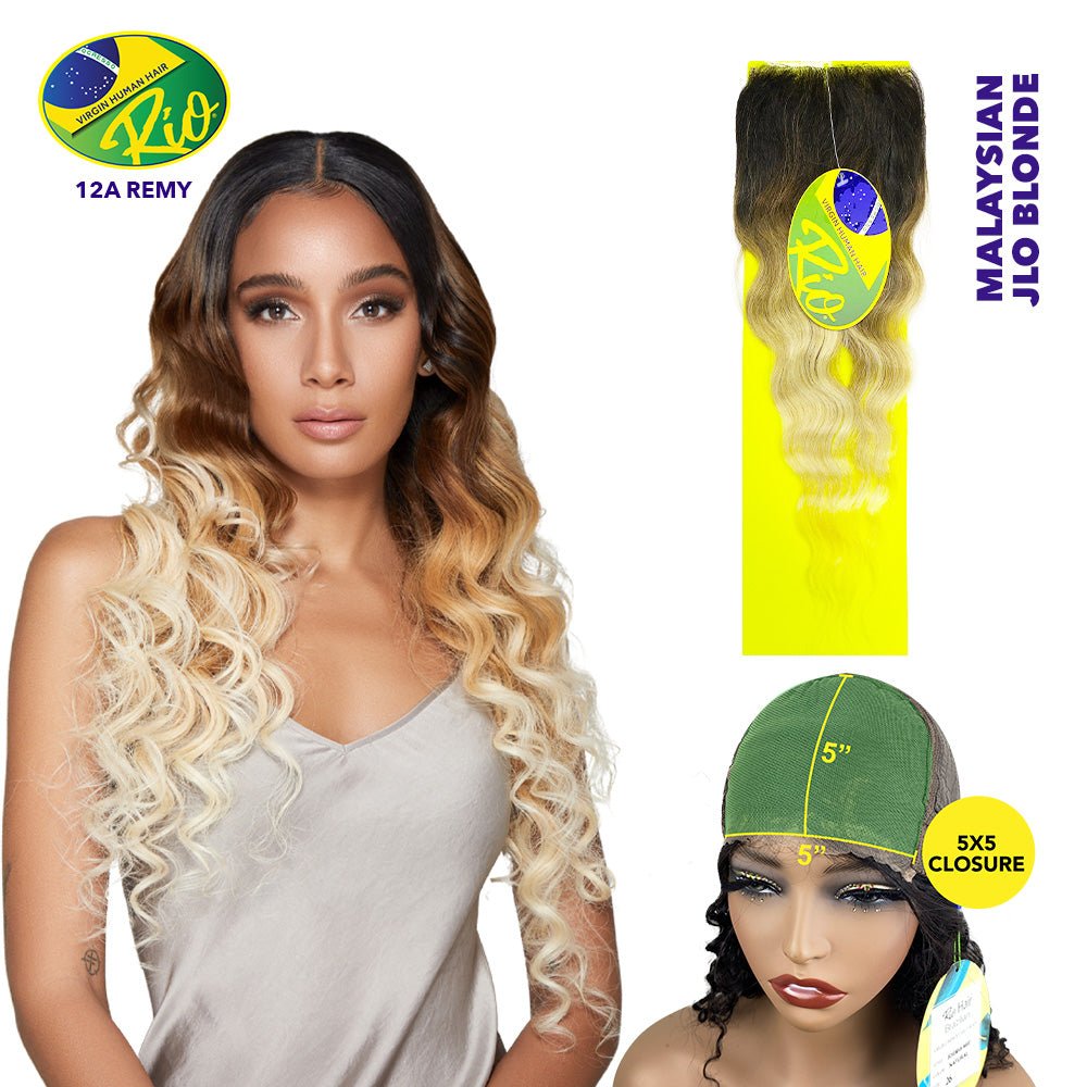 Rio 100% Virgin Human Hair Malaysian Wave 5x5 Closure - JLO Blonde