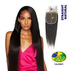 Rio 100% Virgin Human Hair Straight 5x5 Closure - Natural Color