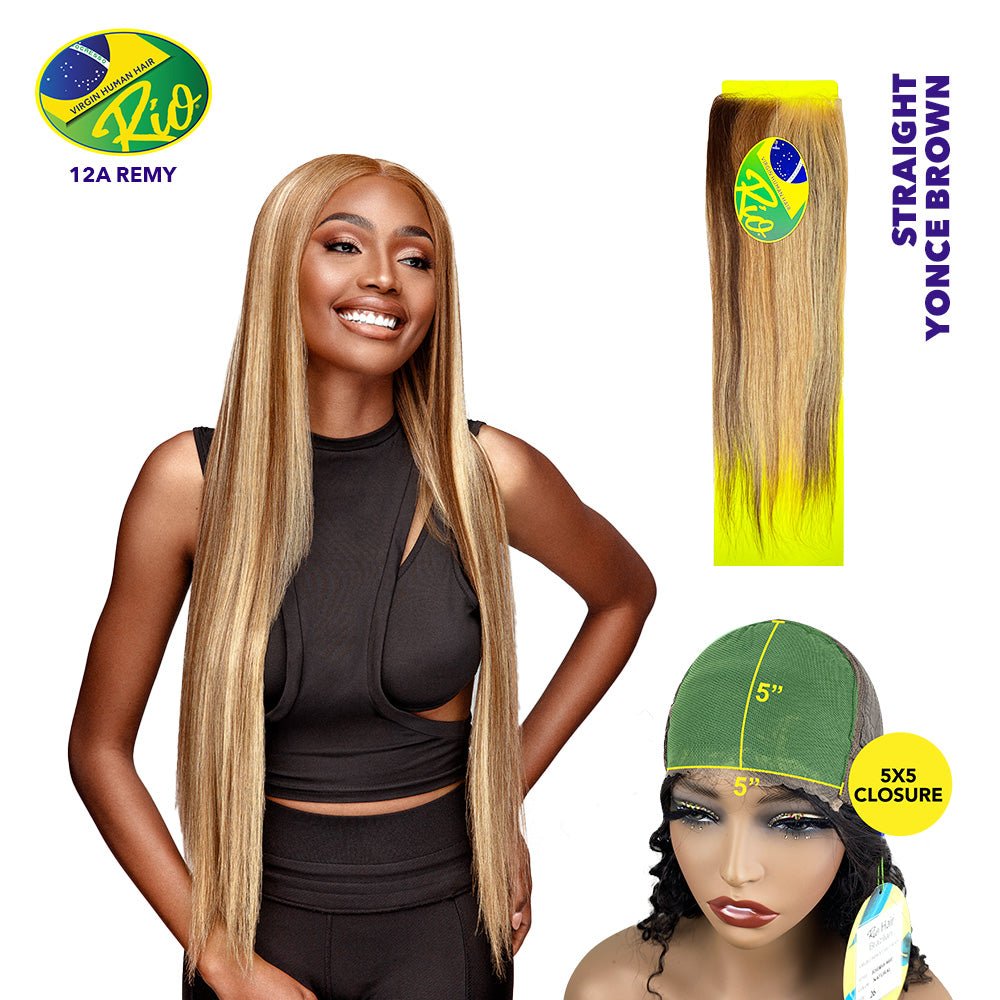Rio 100% Virgin Human Hair Straight 5x5 Closure - Yonce Brown