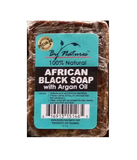 By Natures 100% Natural African Black Soap With Argan Oil