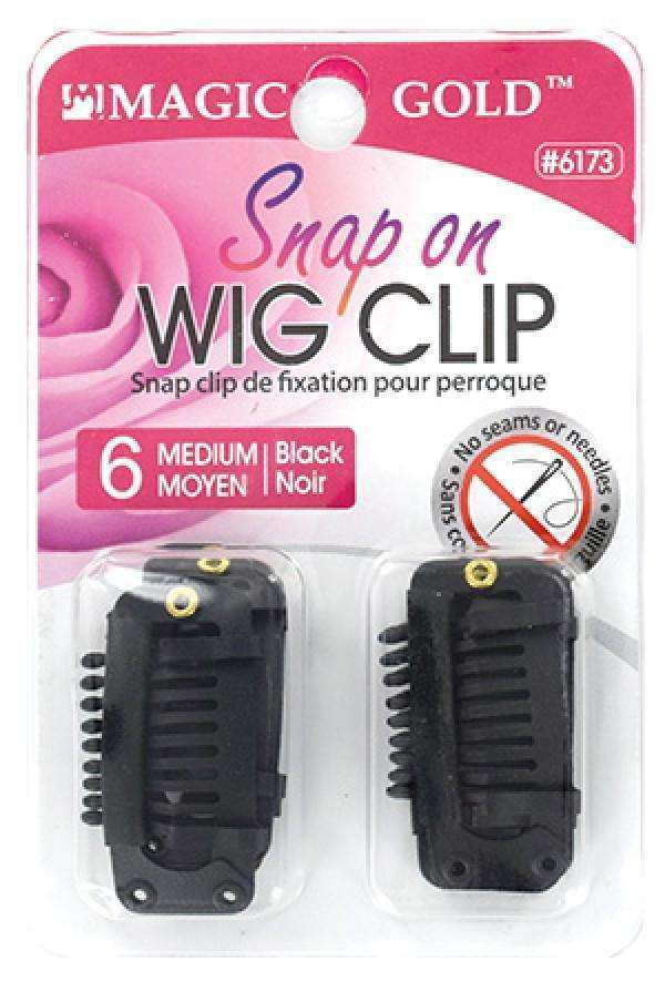 Magic Gold Snap On Wig Clip - Medium 6pcs Black