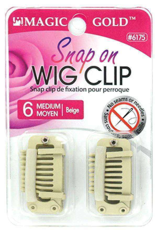 Magic Gold Snap On Wig Clip - Medium 6pcs Beige