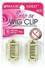 Magic Gold Snap On Wig Clip - Medium 6pcs Beige