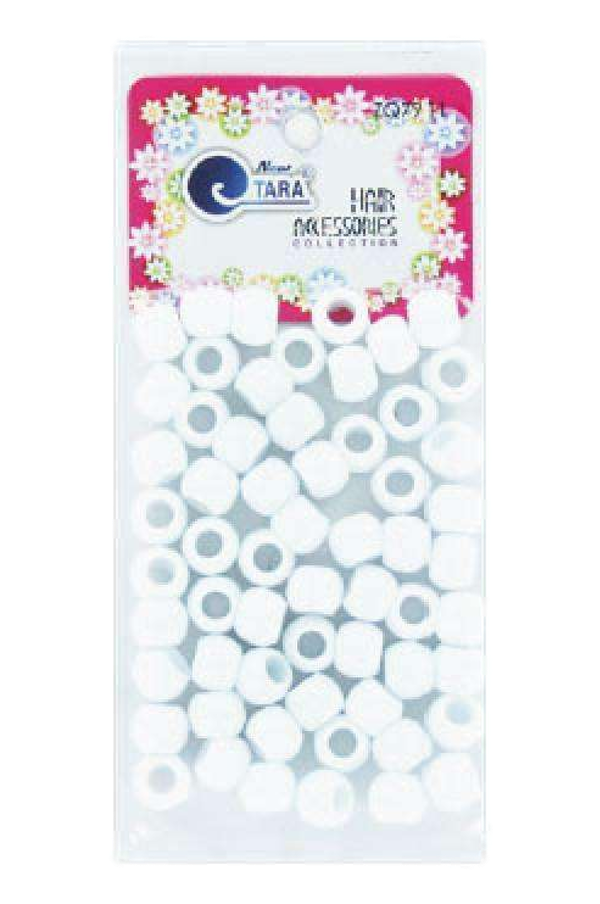 Tara Large Hair Beads - White #7911