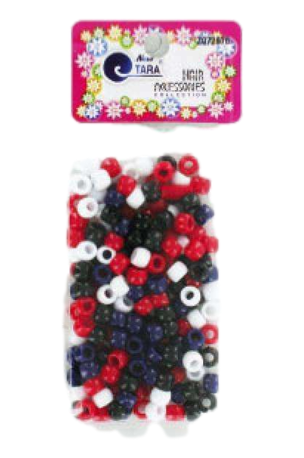 Tara Hair Beads - Red, Black, White & Blue Mix #72678