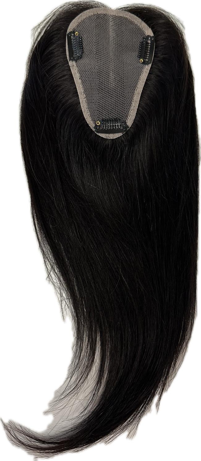 12" Hand Made 100% Human Hair Topper / Middle Side Part
