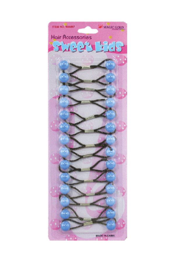 Magic Gold Hair Baubles - Round #XS10 Light Blue Mix