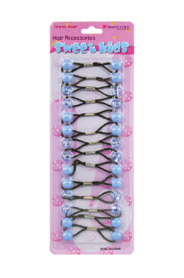 Magic Gold Hair Baubles - Round #XS14 Light Blue/Clear